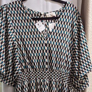 MELLODAY Green Black and Cream Jumper